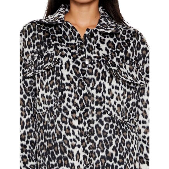 Forever 21 womens Faux Suede Leopard Print Shacket, Brown/Multi, XS - Picture 2 of 4